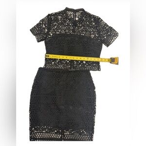 Express Top and Matching Skirt Elegant Black Embroidered Set Size 6 Gothcore